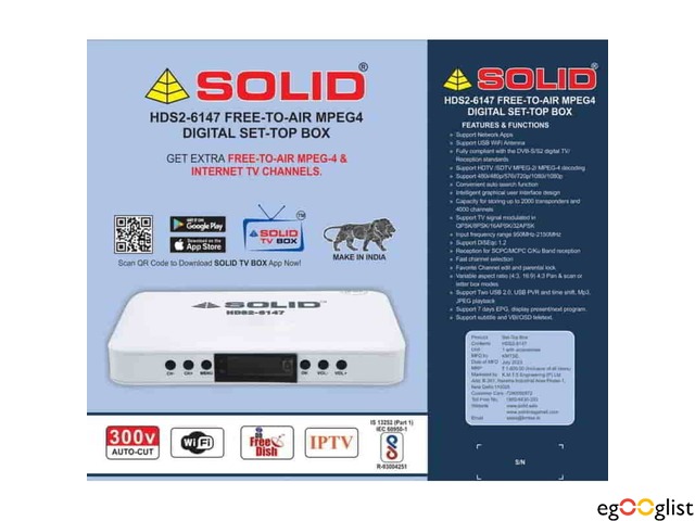 SOLID HDS2-6147 DVB-S2/MPEG-4 FullHD FTA Set-Top Box with SOLID OTT App